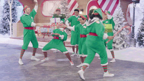GIF of dancing Christmas Elves