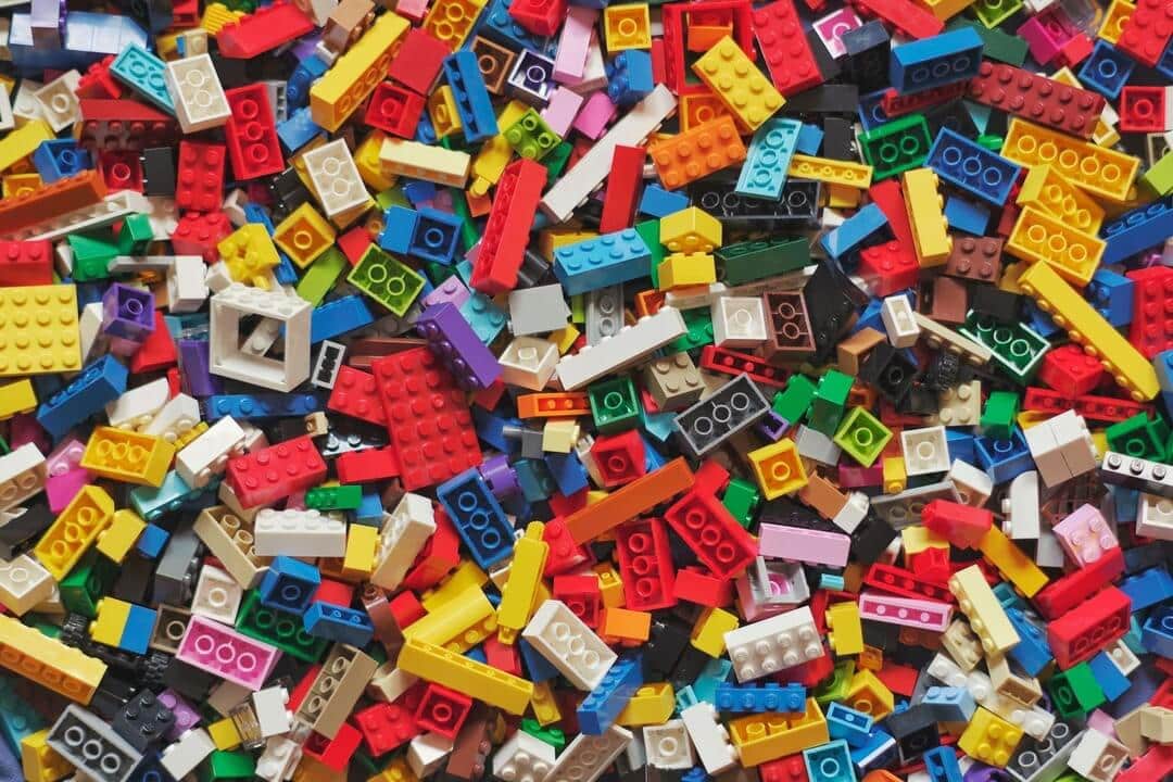 A pile of colourful lego bricks